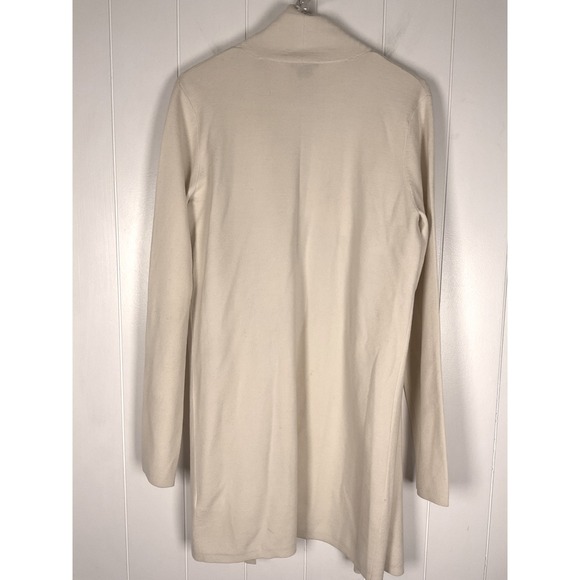 Theory Trincy Ivory Wool Blend Drape Open Front Cardigan Size L - Picture 9 of 10